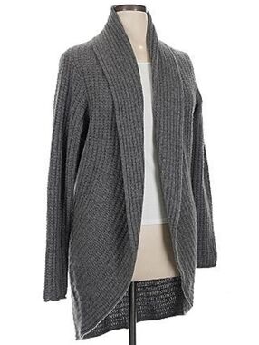 The Cashmere Project Long Cardigan Shawl Cowl Neck Cocoon Gray XL